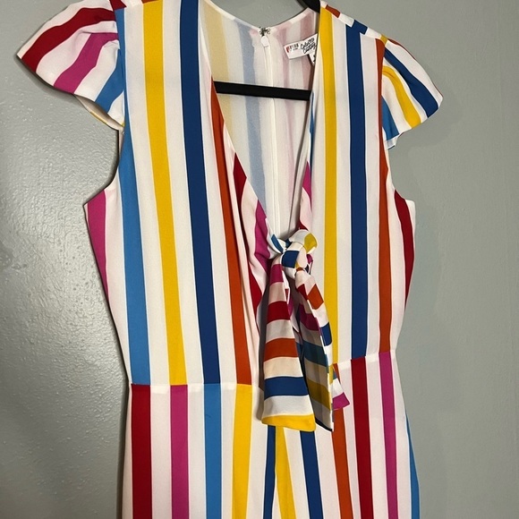 Color Me Courtney Women’s Striped Jumpsuit V Neck Contrast Multi Color - Picture 5 of 7